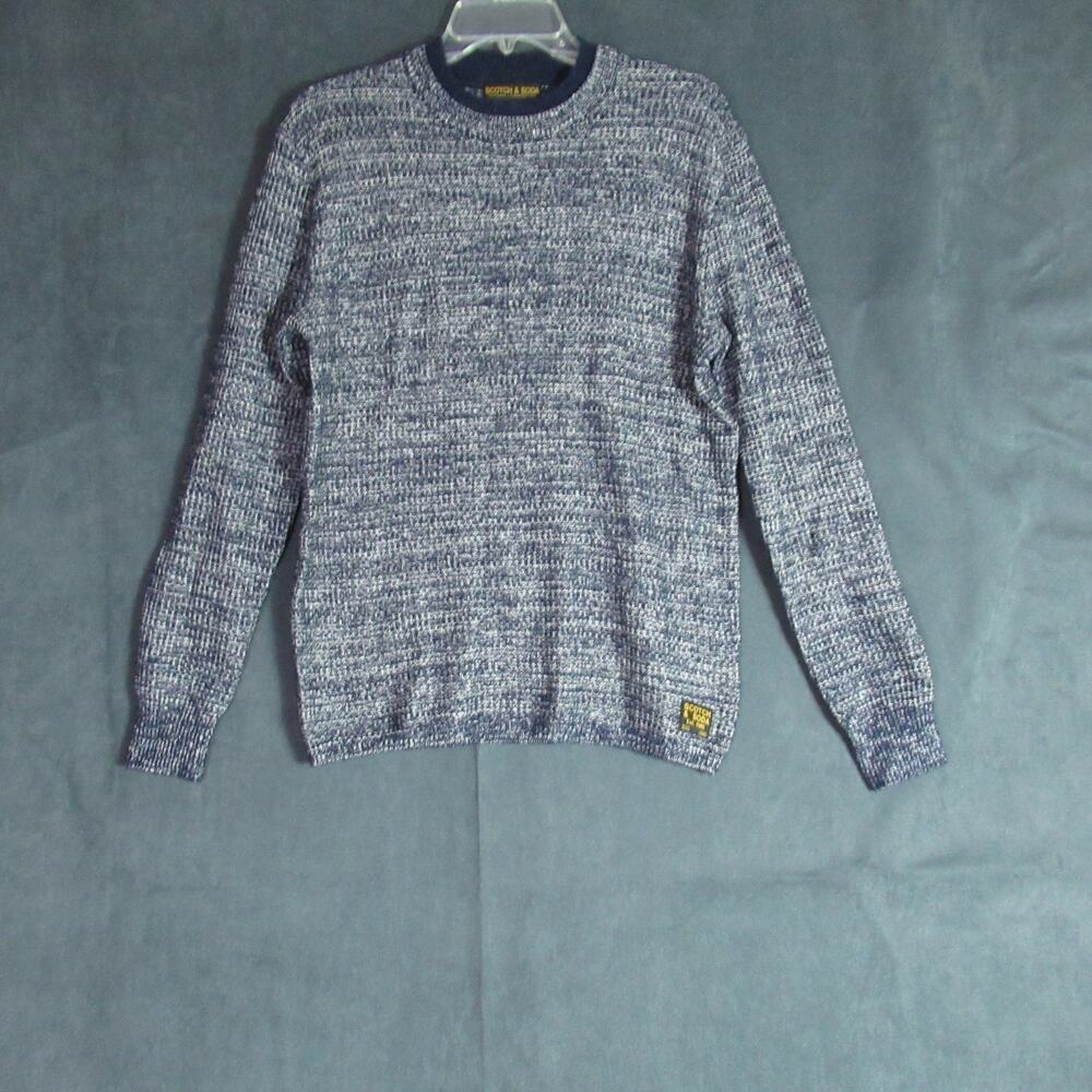 Scotch & Soda Sweater Mens Medium Blue Chunky Knit K22 Preppy Luxury Amsterdam